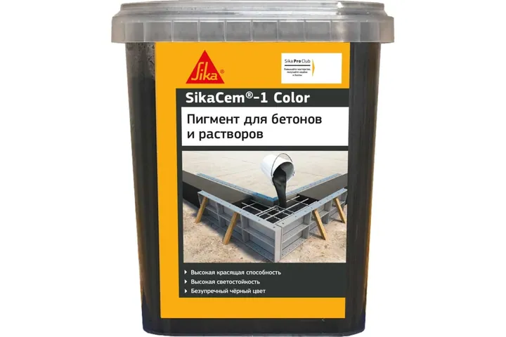 Высококачественный порошкообразный краситель для бетона и растворов SIKA Cem-1 Color черный, 1 кг